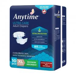 Anytime Anti bacteria & Odor Control Premium Adult Diapers XL (10 Pcs)
