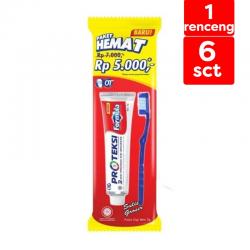 Formula Pasta Gigi Proteksi 65gr + Sikat Gigi Renceng (Isi 6pcs)