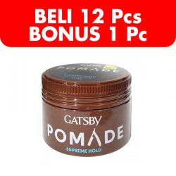Gatsby Styling Pomade Supreme Hold (Water Based) 30gr (BELI 12pcs Bonus 1pc)