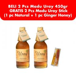 Madu Uray 450gr (BELI 2 Pcs GRATIS 1 Stick Madu Uray Natural Raw Honey + 1 Stick Madu Uray Honey and Ginger)