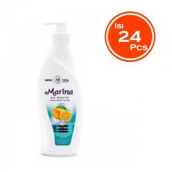 Marina Hand and Body Lotion UV White Dewy Bright Pump 350 ml (Isi 24pcs)