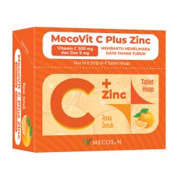 MecoVit-C Plus Zinc Rasa Jeruk Dus (6 Strip @ 4 Tablet Hisap)