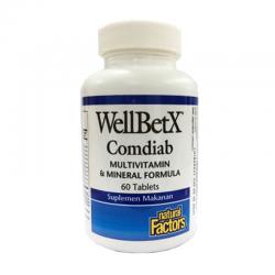 Natural Factors Wellbetx Comdiab Multivitamin and Mineral Formula (60 Tablets)