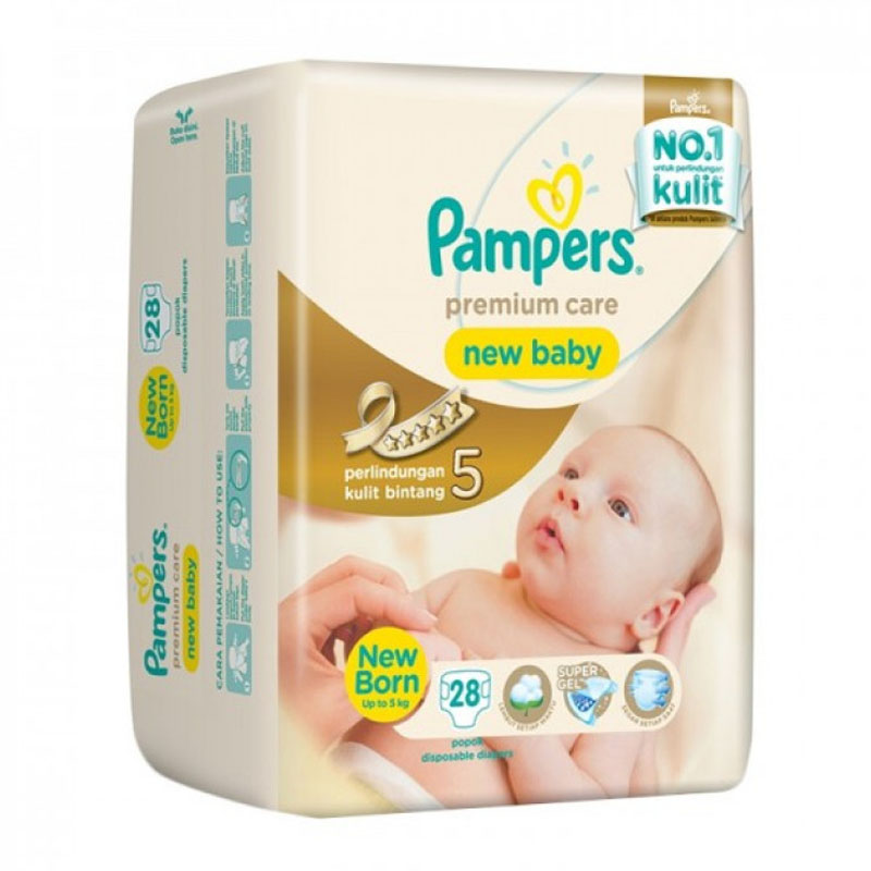 Pampers Popok Premium Care Taped NB 28 Gogobli