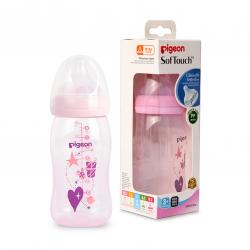 Pigeon SofTouch Clear Wide Neck Pink 240ml
