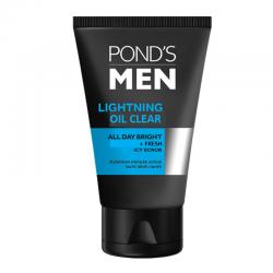 Ponds Men Lightning Oil Clear All Day Bright+Fresh Icy Scrub 50gr