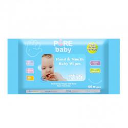 Pure Baby Hand and Mouth Baby Wipes Aloevera 60s