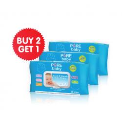 Pure Baby Hand and Mouth Baby Wipes Aloevera 60s Buy 2 Get 1 Free