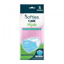 Softies 3 Ply Headloop Daily Mask Hijab Pink 5s