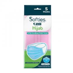 Softies 3 Ply Headloop Daily Mask Hijab Biru 5s