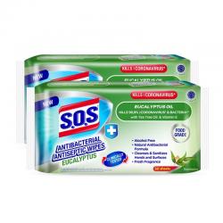 SOS Antibacterial Antiseptic Wipes Eucalyptus 50 sheets Banded 50 sheets