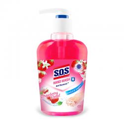 SOS Hand Wash Anti Bacterial Strawberry Floral Bottle Pump 400ml