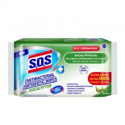 SOS Antibacterial Antiseptic Wipes Eucalyptus 10 Sheets ExtraFill 10 Sheets