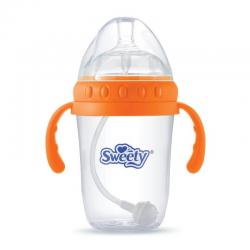 Sweety Baby Bottle Extra Wide Neck With Handle Orange 260ml