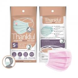 Thankful 4-Ply Headloop Daily Face Mask Pink 5s