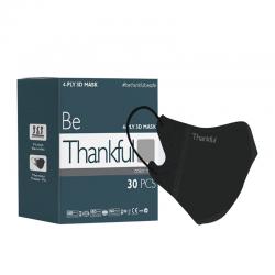 Thankful 4-Ply Earloop 3D Mask Hitam 30s