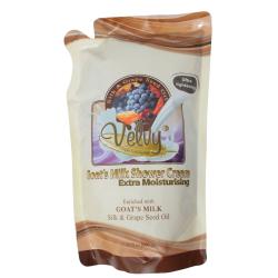 Velvy Goats Milk S/C Extra Moist Refill Silk and Grape Seed Oil 800ml