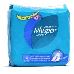 Whisper Heavy Flow and Overnight Wings 8s